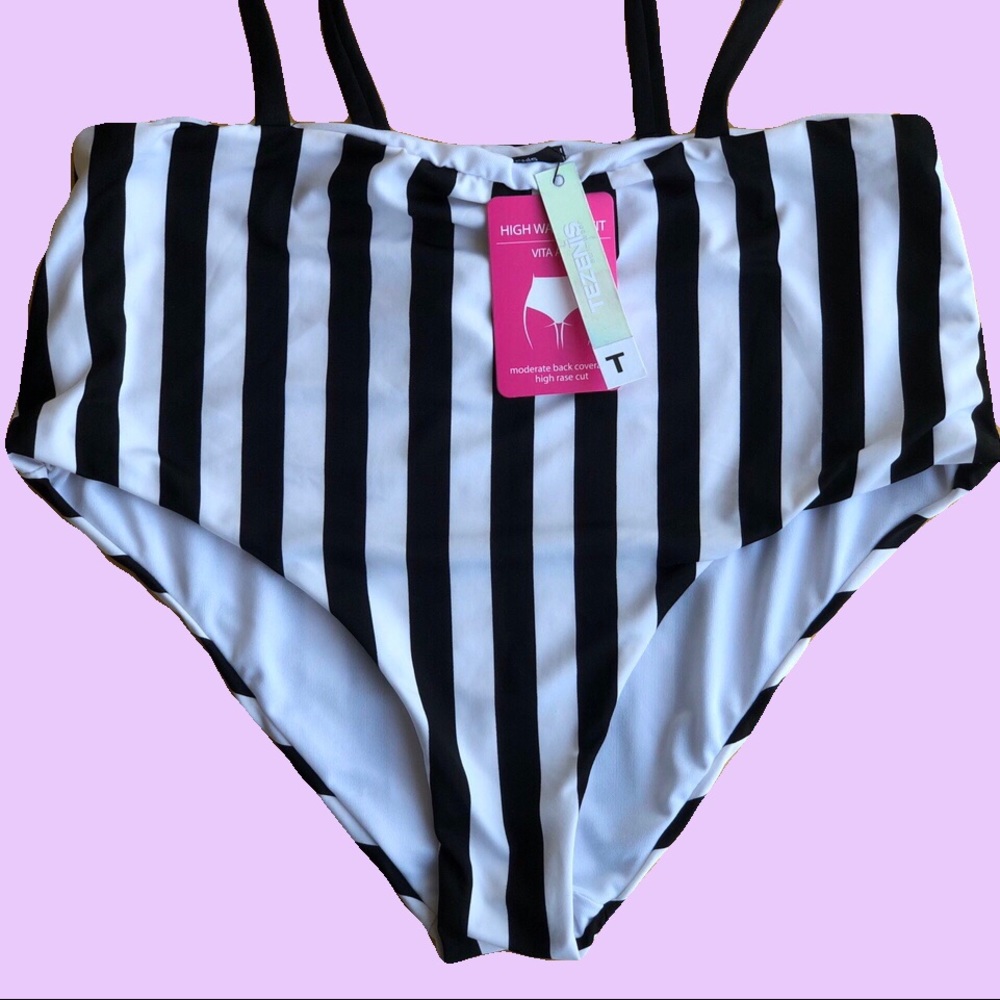 TEZENIS HIGH WAISTED STRIPED SWIMSUIT W SUSPENDERS
